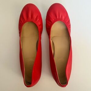 J. Crew Cece Leather Ballet Flats in “Poppy”, Size 8.5.